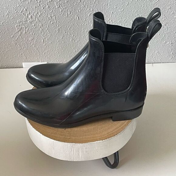 EUC Sam Edelman Womens Black Shiny Bootie Rain Boots Size 6 - Picture 1 of 6